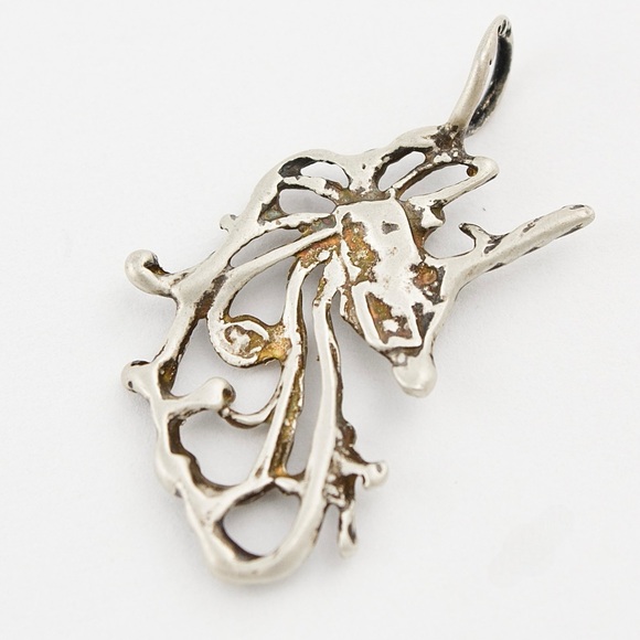 Estate Sterling Silver Unicorn Necklace Pendant / Charm - Picture 3 of 4